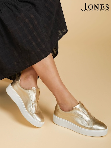 Золотой - Jones Bootmaker Fernanda Leather Trainers (B46526) | €118