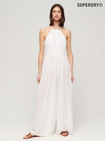 Superdry White Embroidered Jumpsuit (B46549) | 79 QAR