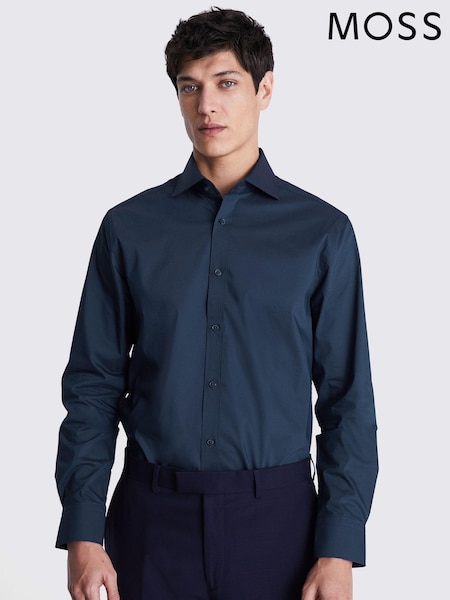 MOSS Blue Tailored Stretch Shirt (B46581) | R$ 345