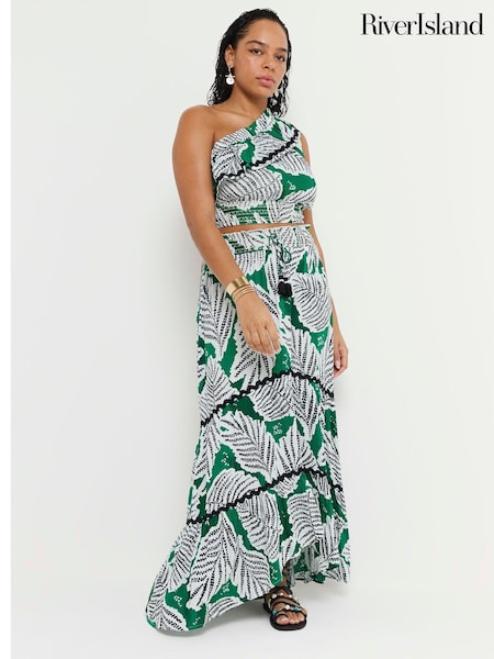 River Island Green Leaf Print Maxi Skirt (B46601) | €27