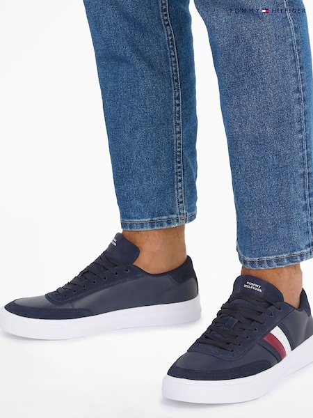 Tommy Hilfiger Blue Cupset Leather Trainers (B46650) | AED349