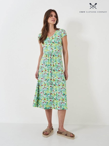 Crew Clothing Pink Floral Short Sleeve Midi Dress (B46677) | €37