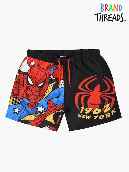 Brand Threads 100% Cotton Spiderman Boys Swim Shorts (B46737) | €20