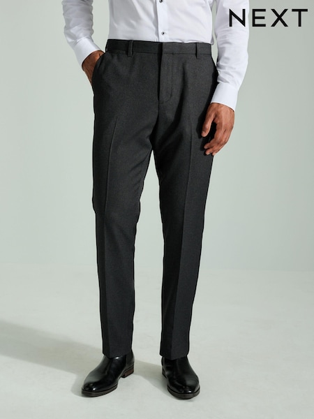 Charcoal Grey Tape Detail Textured Tuxedo Trousers (B46788) | kr340