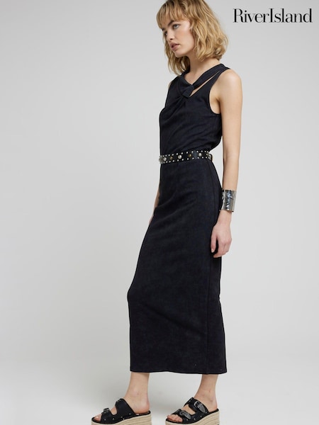 River Island Black Twist Neck Detail Midi Dress (B46921) | €21.50