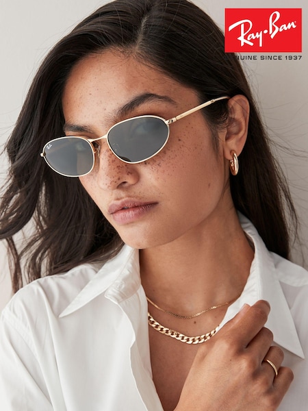 Ray-Ban Gold Tone Rb3734 Irregular Sunglasses (B46935) | €183