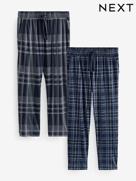 Black/Navy Blue Check - Jersey 100% Cotton Pyjama Bottoms 2 Pack (B46942) | 43 €