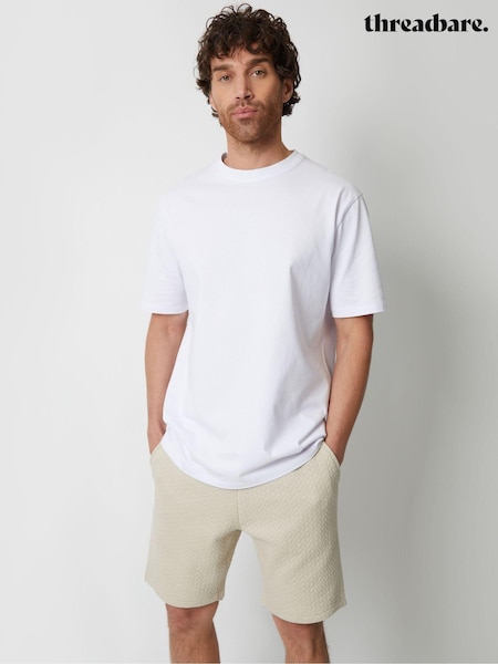 Threadbare Ecru Cotton Blend Textured Sweat Shorts (B46979) | €11
