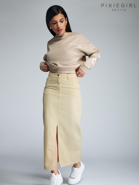 PixieGirl Petite Natural Denim Maxi 100% Cotton Skirt (B47005) | €25