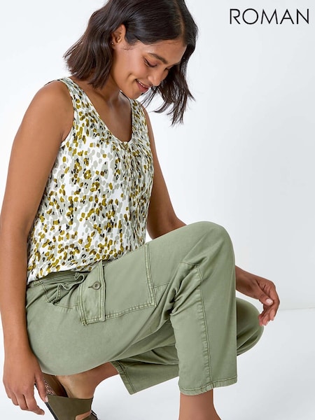 Roman Green Abstract Spot Print Button Vest (B47044) | €40