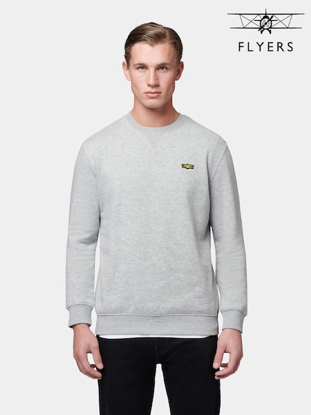 אפור - Flyers Classic Fit Mens Crew Neck Sweatshirt (B47067) | ‏201‏₪