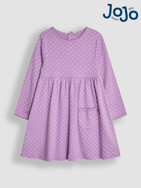 JoJo Maman Bébé Lilac Purple Spot Dress (B47120) | €27