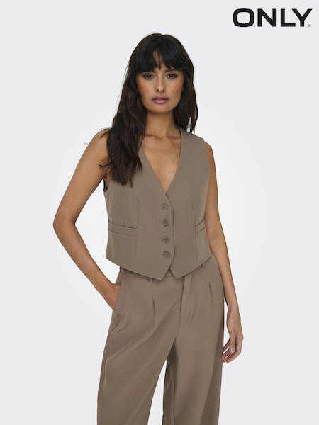 ONLY Brown Tailored Waistcoat (B47165) | AED93