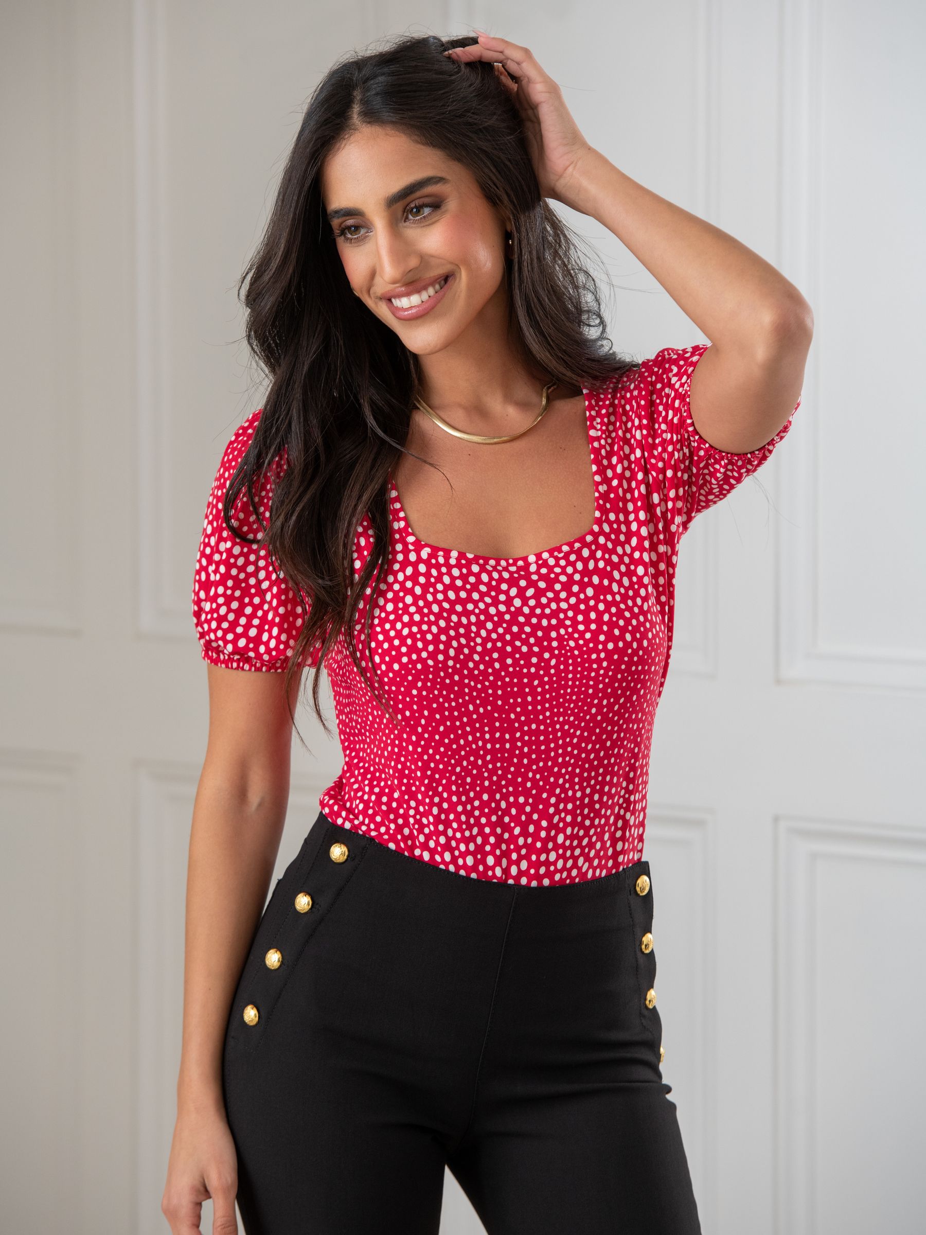 polka dot square neck top