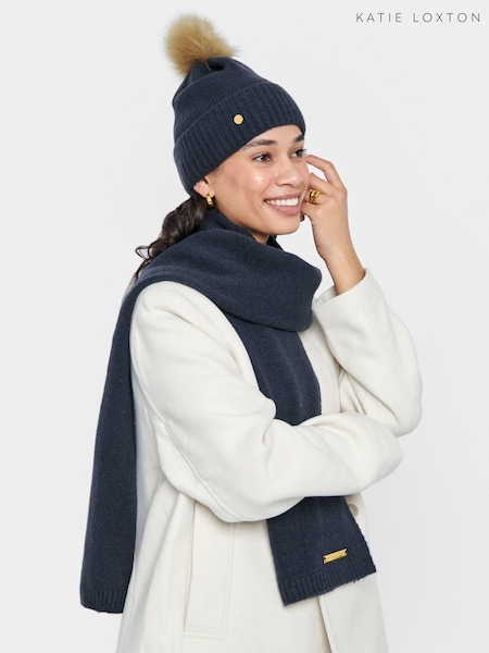 Albastru - Katie Loxton SetHat & Eșarfă tricotat fin în cutie (B47317) | 178 LEI