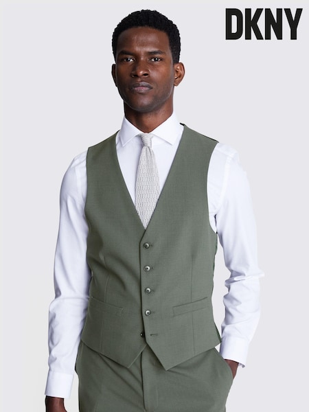 DKNY Sage Green Slim Fit Waistcoat (B47331) | kr1 713