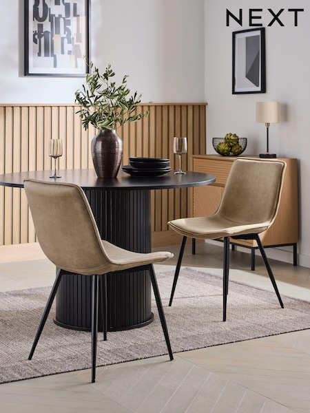 Set of 2 Monza Faux Leather Mink Sawyer Dining Chairs (B47498) | €245