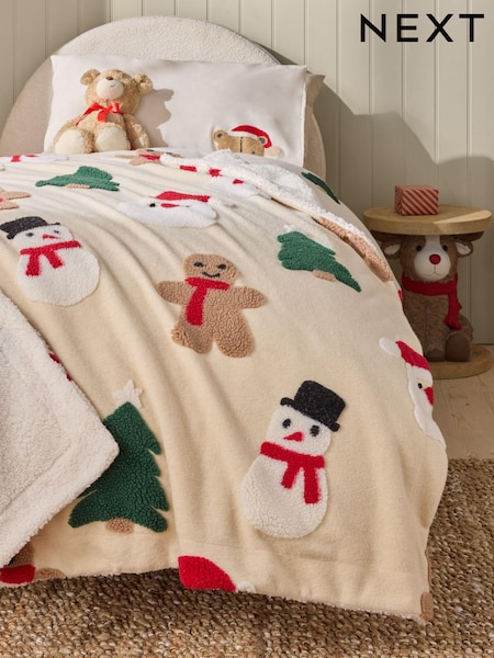 Natural Christmas Character Super Soft Borg Throw Blanket (B47528) | €24 - €31