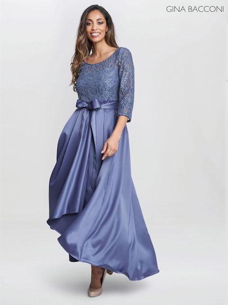 Gina Bacconi Blue Leona Sequin Lace Dress (B47566) | €551