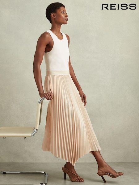 Reiss Ivory/Nude Marnie Hybrid Knitted Midi Dress (B47583) | €96