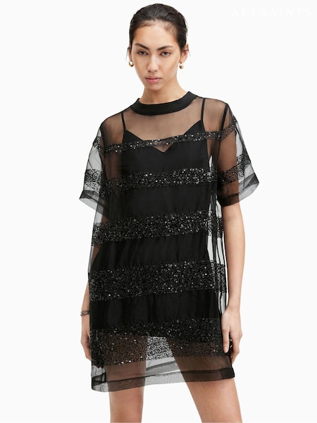 AllSaints Black Embroidered Izabela Dress (B47640) | €95