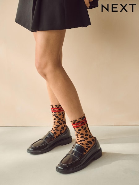 White/Black /Animal Cushion Sole Ribbed Sport Ankle Socks 3 Pack With Arch Support (B47705) | €14.50