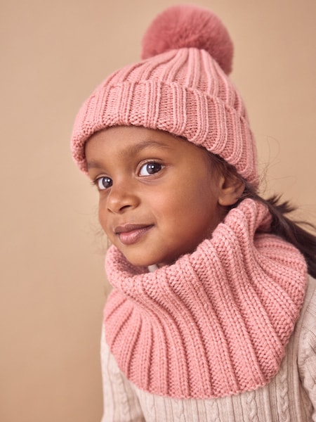 Pink Rib Pom Beanie Hat (3mths-16yrs) (B47785) | €3.50 - €5.50