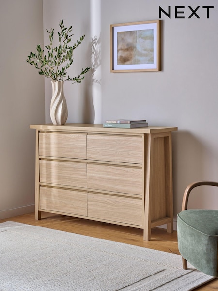 Light Natural Oti Oak Effect 6 Drawer Chest of Drawers (B47838) | €550