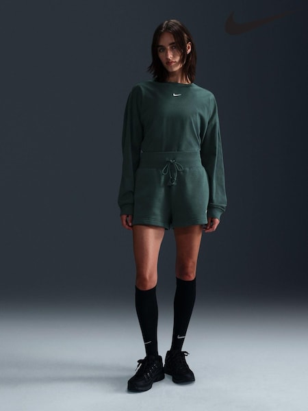Nike Dark Green Oversized Mini Swoosh Long Sleeve 100% Cotton T-Shirt (B47899) | €40