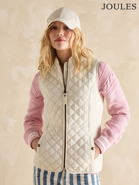 كريم - Joules Minx Showerproof Diamond Quilted Gilet (B47901) | ‏318 ر.س.‏