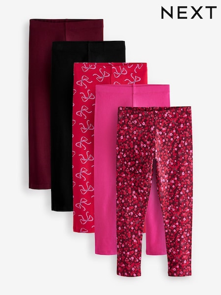 Red Bow/Pink/Black Floral Leggings 5 Pack (3-16yrs) (B47918) | € 19 - € 28