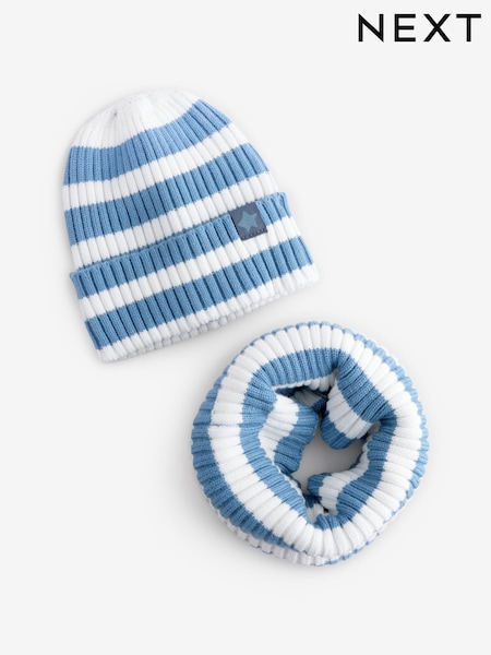 פסים כחולים - Beanie Hat And Snood Set (1-13yrs) (B47942) | ‏50‏₪ - ‏63‏ ₪
