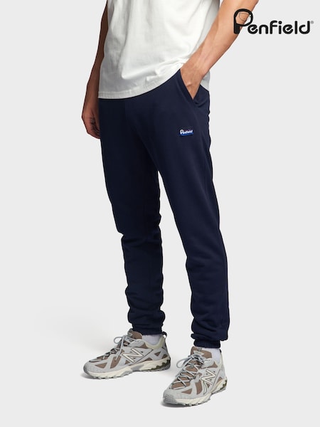 Penfield Navy Blue Mens Relaxed Fit 100% Cotton Original Logo Joggers (B47955) | ₪377