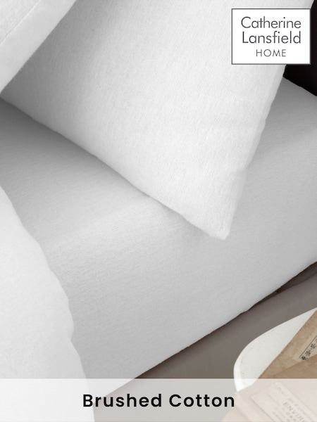 Catherine Lansfield White 100% Cotton Fitted Sheet (B48028) | €16 - €27