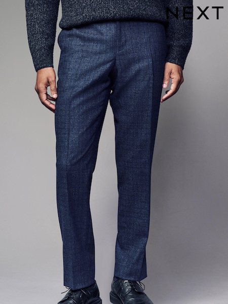 Blue Nova Fides Slim Fit Brushed Check Suit Trousers (B48088) | AED56