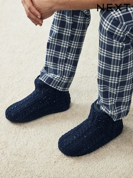 Laivasto Sininen - Knitted Boot Slippers (B48104) | €34