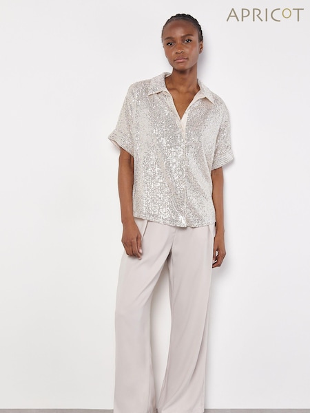 Apricot Silver Sequin Resort Shirt (B48126) | €24