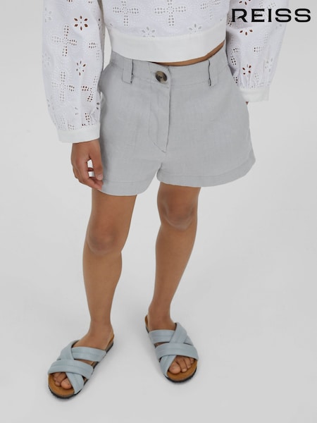 Reiss Blue Dani 9-13 yrs Linen Loose Fit Shorts (B48158) | 294 QAR