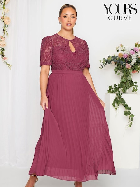 Yours Curve London Occasion Lace Puff Sleeve Pleat Maxi Dress (B48164) | €49