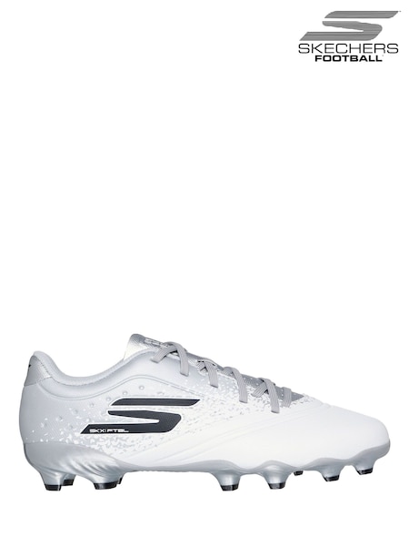 Skechers White / Silver Older Kids Firm Ground Football Boots (B48165) | ‏221‏₪