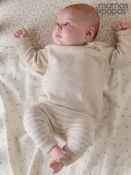 Mamas & Papas 2 Piece Cream Hello World 100% Cotton Knit Set (B48226) | €45