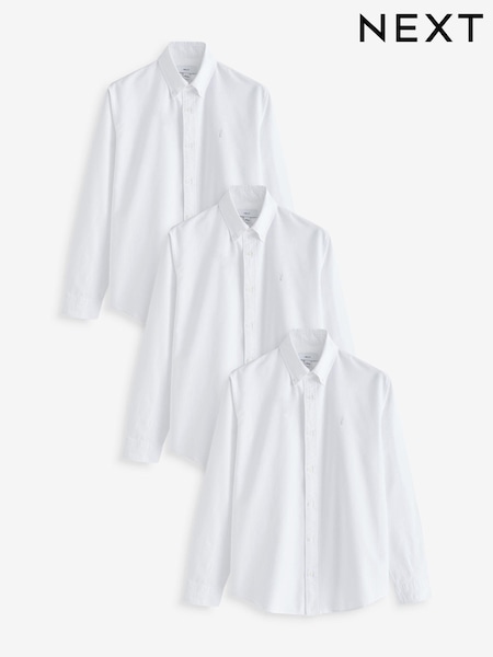 White 100% Cotton Long Sleeve Oxford Shirts 3 Pack (B48263) | €38