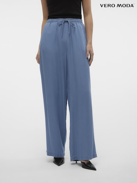 VERO MODA Blue Tencel Lightweight Denim Wide Leg Trousers (B48322) | €14