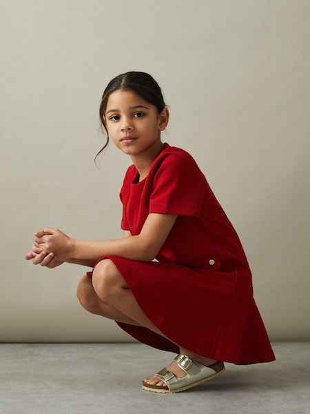 Red - Reiss Fion Fit-and-flare Pocket Detail Dress