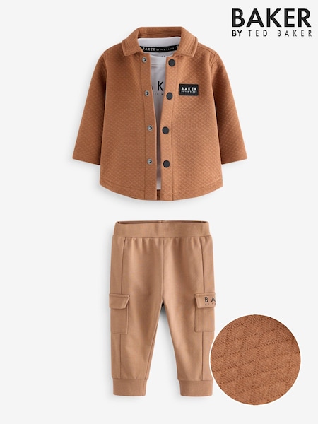 Baker by Ted Baker Rust Brown Textured Shacket 3 Piece Set (B48377) | €41 - €43