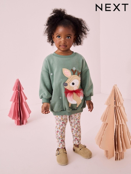 Blue Christmas Sweatshirt And Leggings Set (3mths-7yrs) (B48398) | €14 - €18