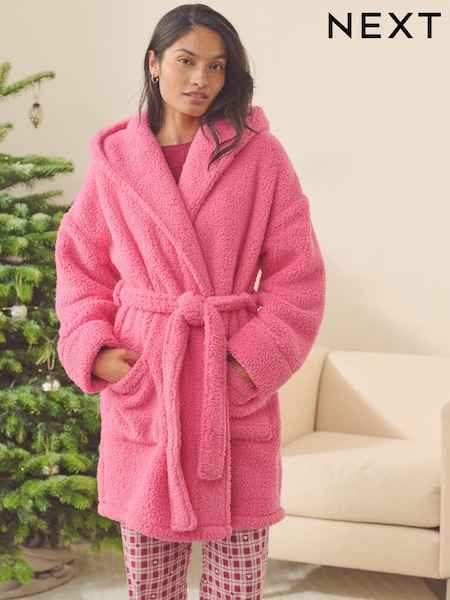 Bright Pink Short Teddy Dressing Gown (B48424) | €16