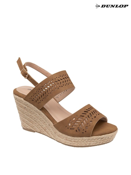 Dunlop Brown Wedge Open Toe Sandals (B48453) | €30