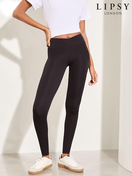 Lipsy Black Jersey Crossover Leggings (B48504) | €14
