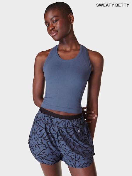Sweaty Betty Endless Blue Athlete Crop Seamless Workout Vest (B48512) | ₪176
